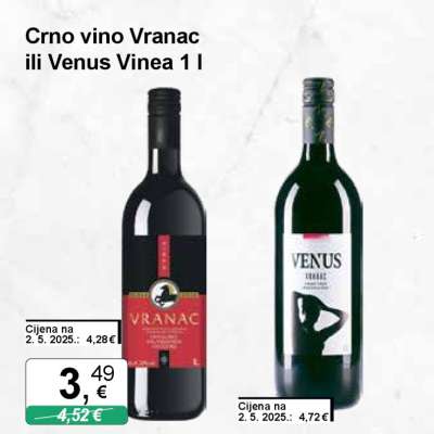 Crno vino Vranac ili Venus Vinea 1 l