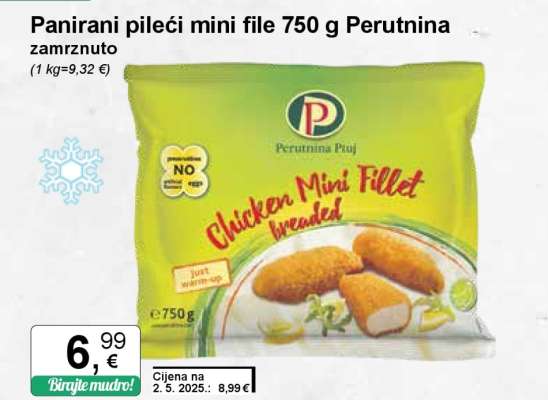 Panirani pileći mini file 750 g Perutnina