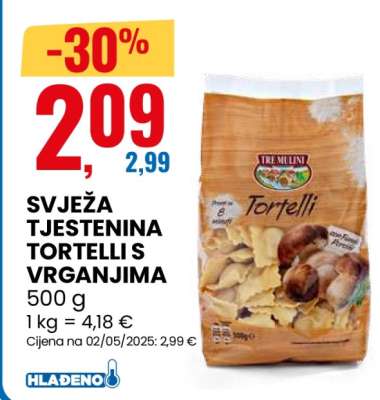 SVJEŽA TJESTENINA TORTELLI S VRGANJIMA