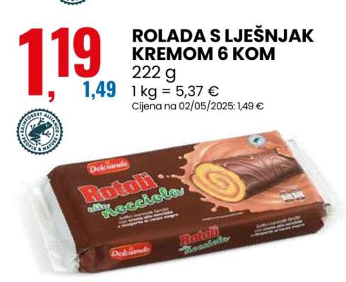 ROLADA S LJEŠNJAK KREMOM 6 KOM