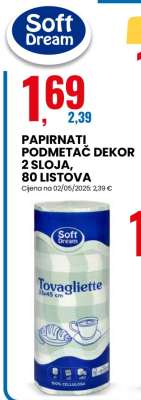 PAPIRNATI PODMETAČ DEKOR 2 SLOJA, 80 LISTOVA