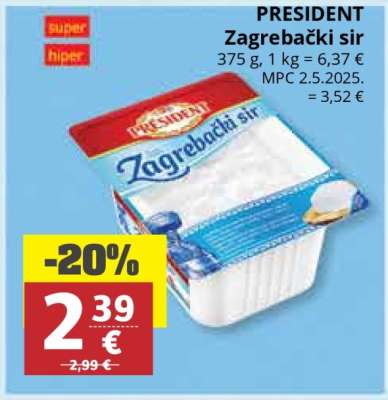 PRESIDENT Zagrebački sir