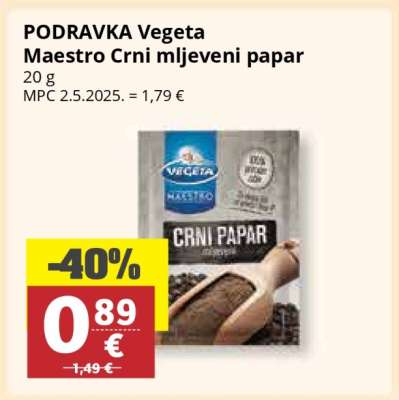 PODRAVKA Vegeta Maestro Crni mljeveni papar