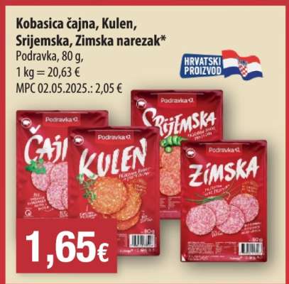 Kobasica čajna, Kulen, Srijemska, Zimska narezak