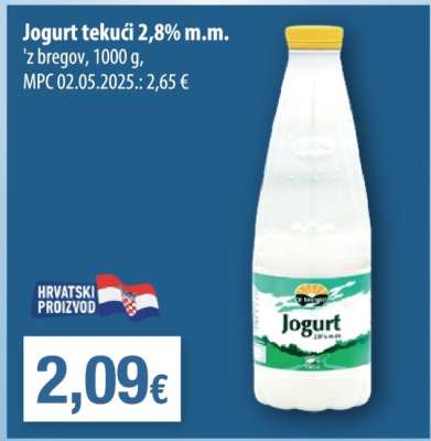 Jogurt tekući 2,8% m.m.