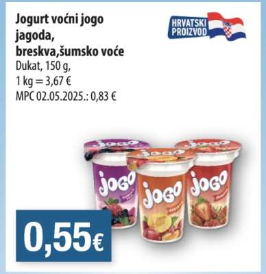 Jogurt voćni jogo jagoda, breskva, šumsko voće