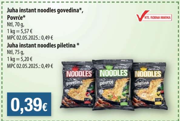 Juha instant Noodles govedina, povrće