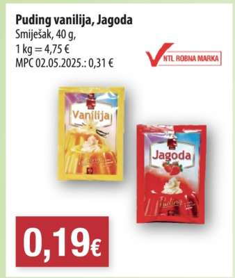 Puding vanilija, jagoda