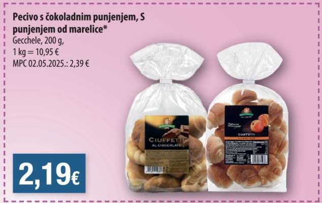 Pecivo s čokoladnim punjenjem, s punjenjem od marelice
