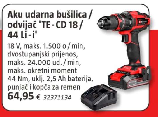 Aku udarna bušilica / odvijač 'TE-CD 18 / 44 Li-i'