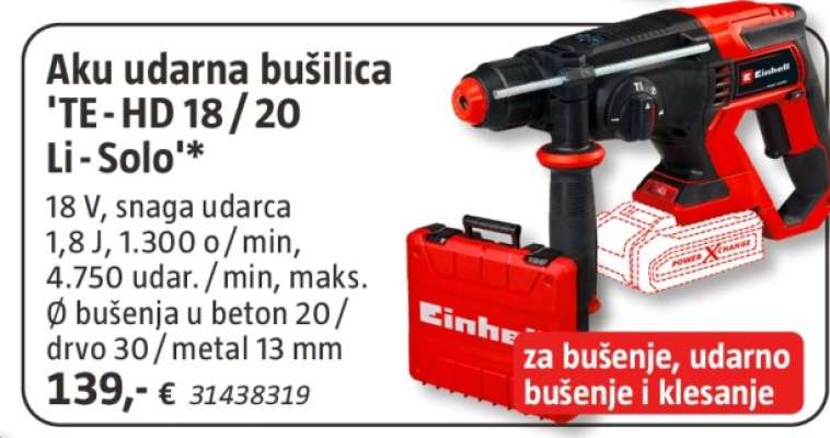 Aku udarna bušilica 'TE - HD 18 / 20 Li - Solo'