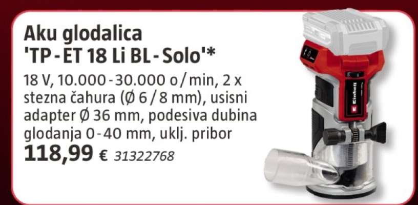 Aku glodalica 'TP-ET 18 Li BL-Solo'*