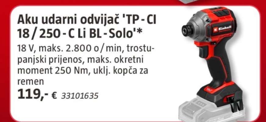 Aku udarni odvijač 'TP-CI 18/250-C Li BL-Solo'