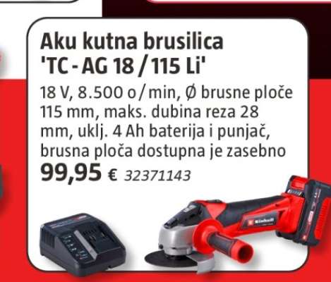 Aku kutna brusilica 'TC-AG 18/115 Li'