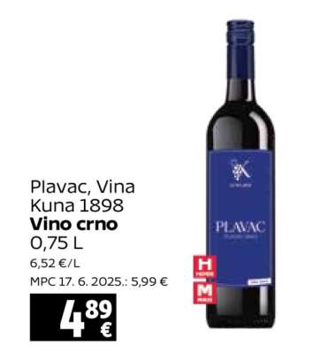 Plavac, Vina Kuna 1898