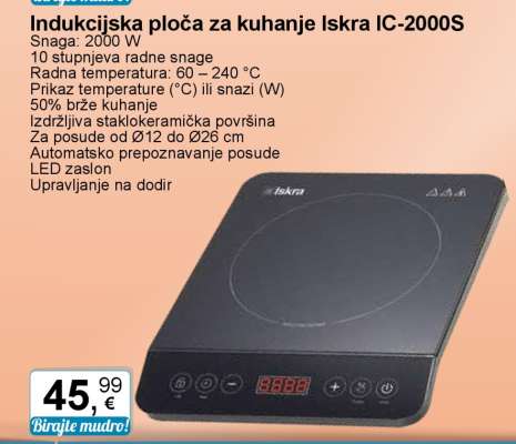 Indukcijska ploča za kuhanje Iskra IC-2000S