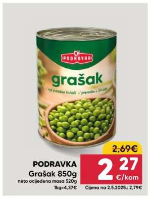 PODRAVKA Grašak 850g