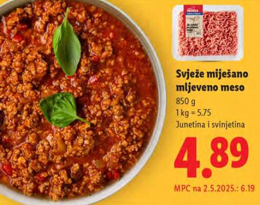Svježe miješano mljeveno meso