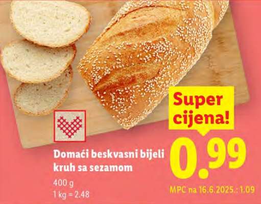 Domaći beskvasni bijeli kruh sa sezamom
