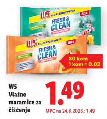 W5 Vlažne maramice za čišćenje