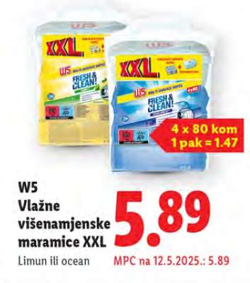 W5 Vlažne višenamjenske maramice XXL