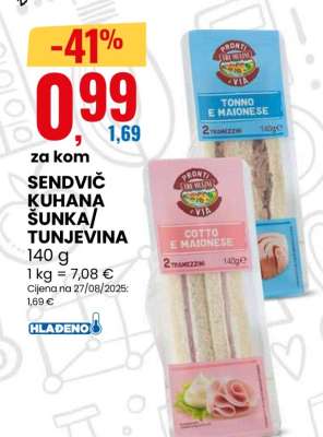 SENDVIČ KUHANA ŠUNKA TUNJEVINA