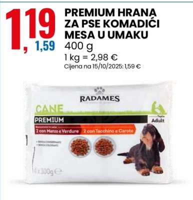 PREMIUM HRANA ZA PSE KOMADIĆI MESA U UMAKU