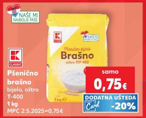 Pšenično brašno bijelo, oštro T-400