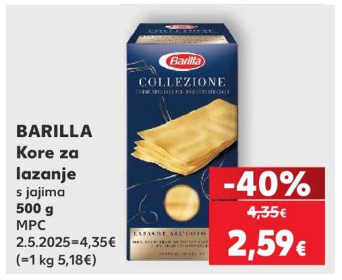 BARILLA Kore za lazanje s jajima 500 g