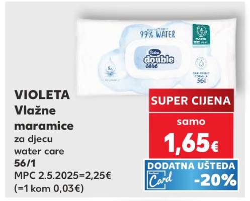 VIOLETA Vlažne maramice za djecu water care 56/1