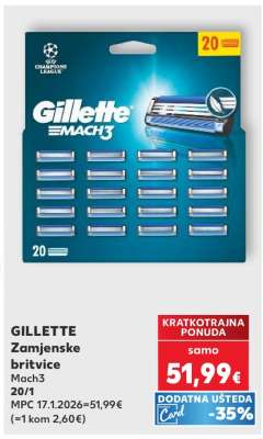 GILLETTE Zamjenske britvice Mach3 20/1