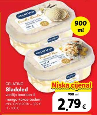 GELATINO Sladoled vanilija bourbon ili mango-kokos-badem