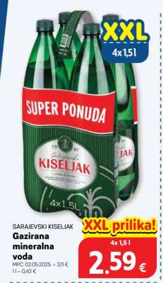 Sarajevski kiseljak GAZIRANA MINERALNA VODA