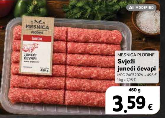 MESNICA PLODINE Svježi juneći ćevapi