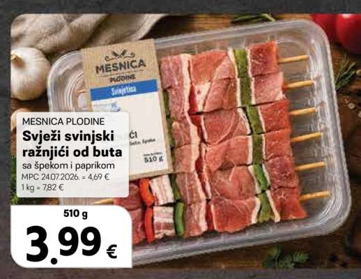 Svježi svinjski ražnjići od buta