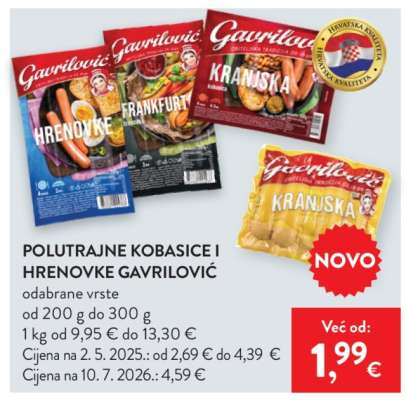 Polutrajne kobasice i hrenovke Gavrilović