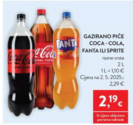Gazirano piće Coca-Cola Fanta ili Sprite