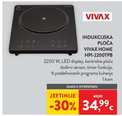 INDUKCIJSKA PLOČA VIVAX HOME HPI-2200TPB