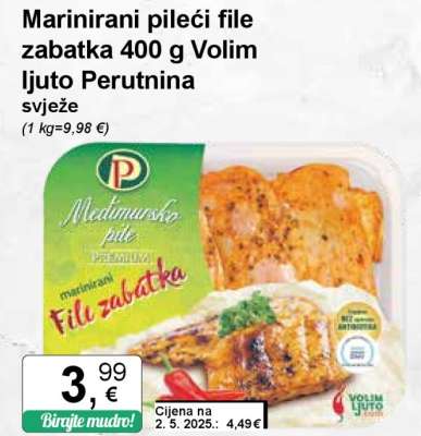 Marinirani pileći file zabatka 400 g Volim ljuto Perutnina