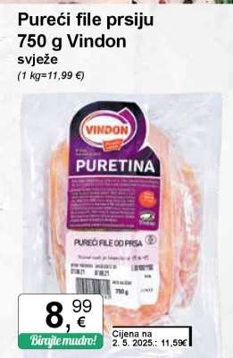 Pureći file prsiju 750 g Vindon