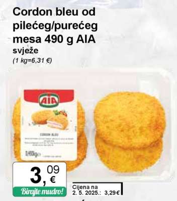 Cordon bleu od pilećeg/purećeg mesa 490 g AIA