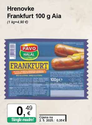 Hrenovke Frankfurt 100 g Aia
