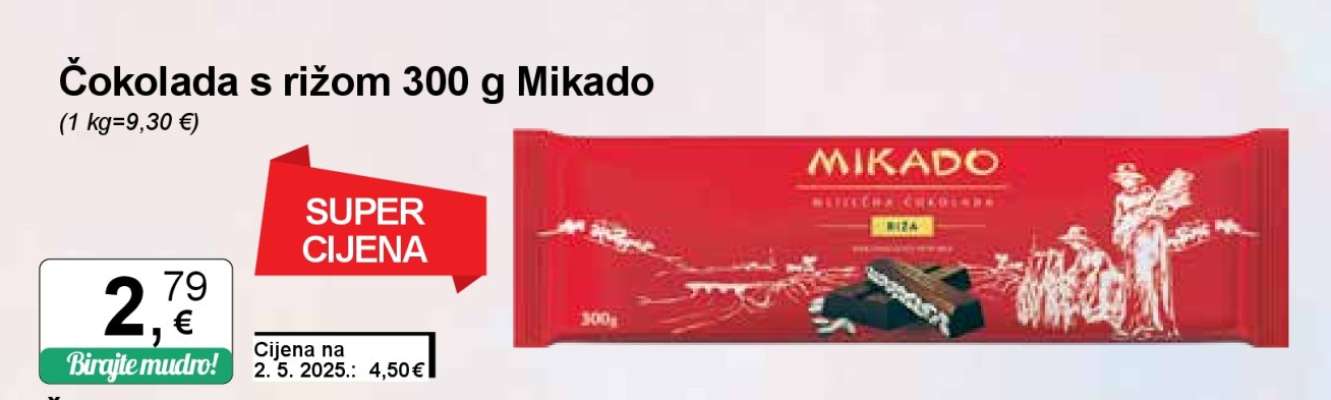 Čokolada s rižom 300 g Mikado