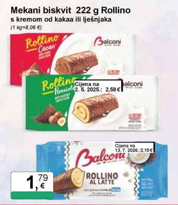 Mekani biskvit 222 g Rollino