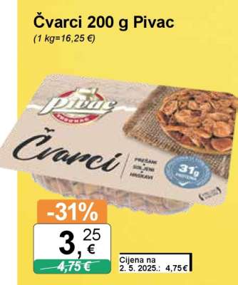 Čvarci 200 g Pivac