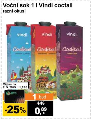 Voćni sok 1 l Vindi coctail