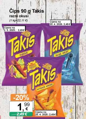 Čips 90 g Takis razni okusi