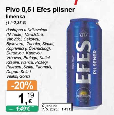 Pivo 0,5 l Efes pilsner