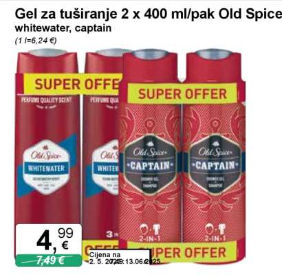 Gel za tuširanje 2 x 400 ml/pak Old Spice