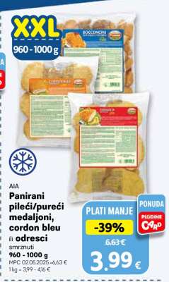 Panirani pileći/pureći medaljoni, Cordon Bleu ili odresci